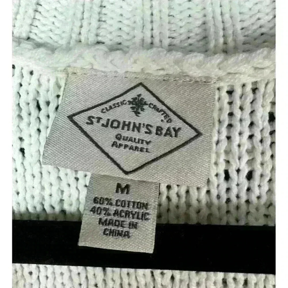 St Johns Bay Vest Sz Medium Cream Cable Knit V-Neck Womens - Picture 2 of 4